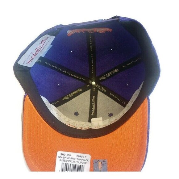 Mitchell & Ness Mens Phoenix Suns Snapback Hat Cap Adjustable Spray Paint Purple - Picture 6 of 6